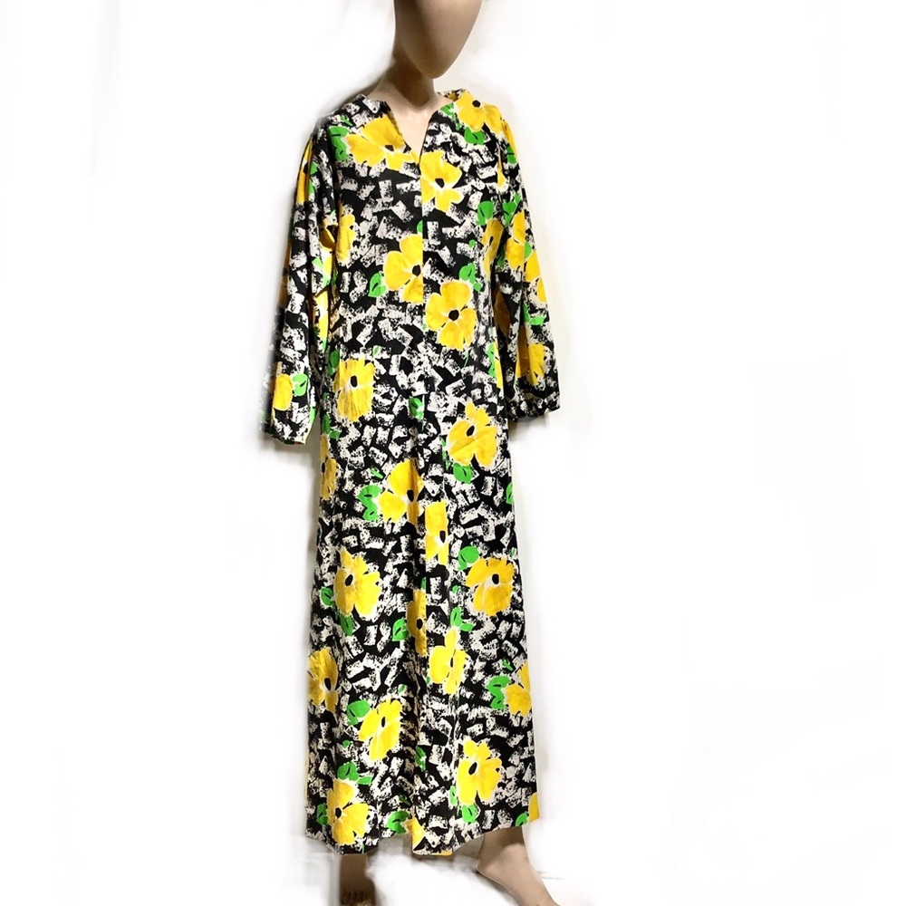 vintage David Brown Floral Maxi Dress with Belt